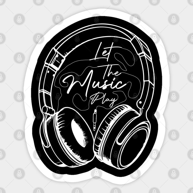 Let The Music Play - Headphone Illustration Sticker by Otaku Vibes